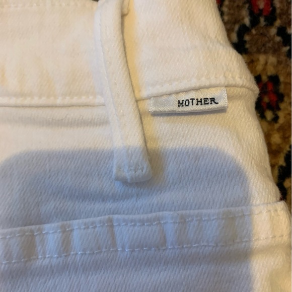 MOTHER Chalk Ivory High Waisted Rascal Ankle Fray Jeans - Picture 10 of 11